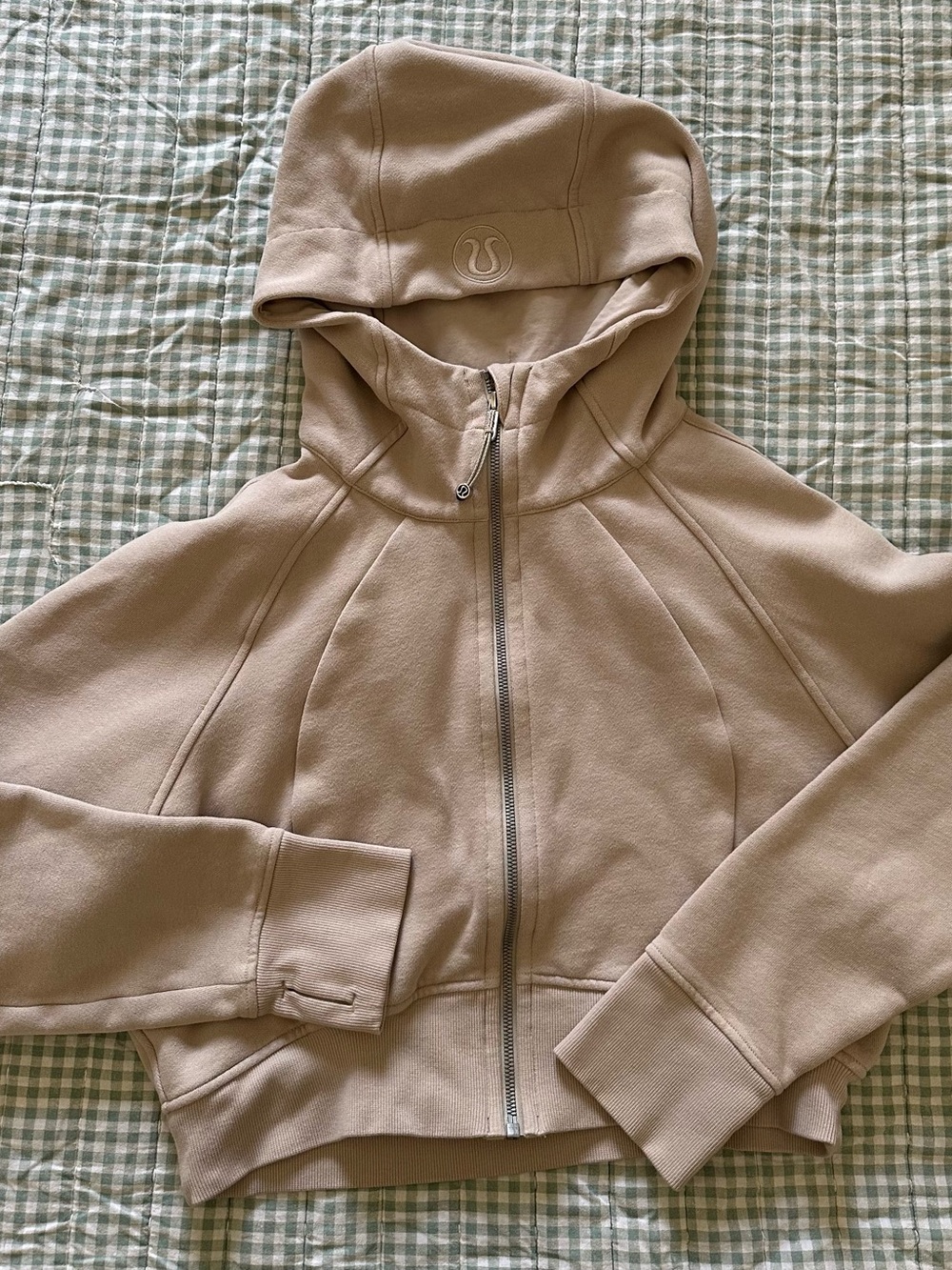 lululemon athletica Cropped Hooded Zip-Up Jacket in Taupe